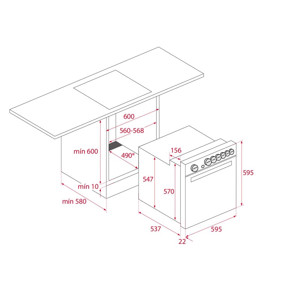 Teka HBE 490 ME Horno Convencional 60cm, 3 Funciones, 2 Cristales, Cristal Blanco